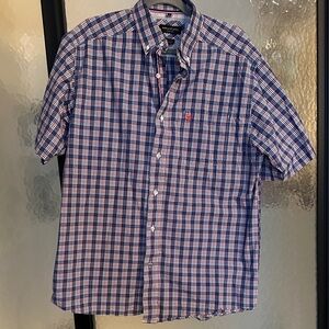 Ariat Men's Navy and Red Checkered Shirt